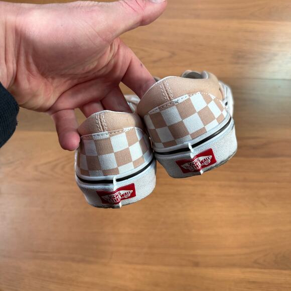 Women's Vans Rose Smoke Tan Classic Slip-On Checkerboard Sneakers Shoes Sz 6.5 - Picture 3 of 7